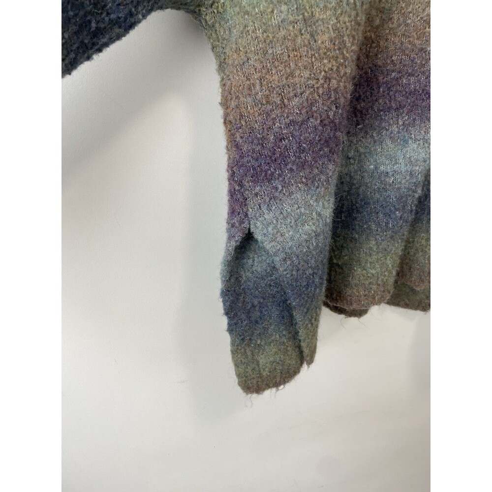 Natural Life V-Neck Sweater Ombré Blue Green Purple XL Boho Chunky Wool Blend - Picture 3 of 8